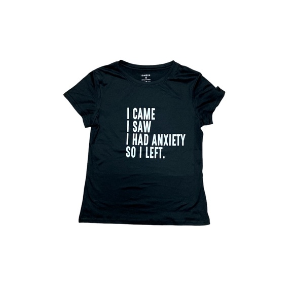 Shein NWOT Black Anxiety Tee Women Size M - Picture 2 of 4